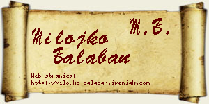Milojko Balaban vizit kartica